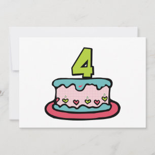 Cartão Bolo de aniversário da criança de 4 anos