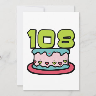 Cartão Bolo de aniversário das pessoas de 108 anos