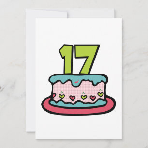 Cartão Bolo de aniversário das pessoas de 17 anos