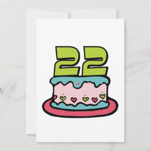 Cartão Bolo de aniversário das pessoas de 22 anos