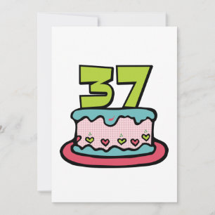 Cartão Bolo de aniversário das pessoas de 37 anos