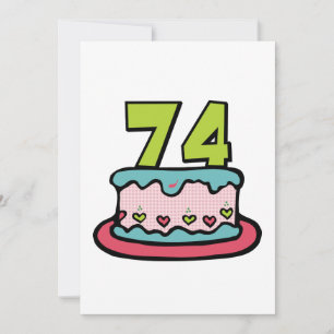 Cartão Bolo de aniversário das pessoas de 74 anos