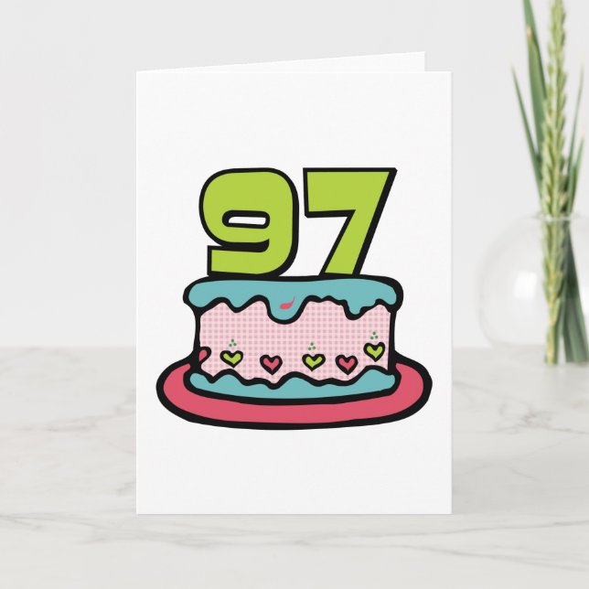 Cartão Bolo de aniversário das pessoas de 97 anos (Frente)