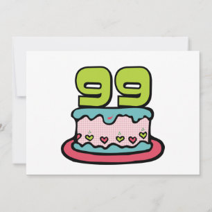 Cartão Bolo de aniversário das pessoas de 99 anos