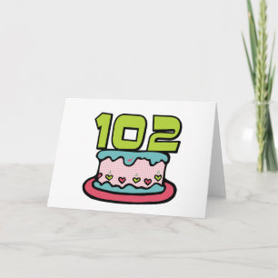 Cartão Bolo de aniversário de 102 anos