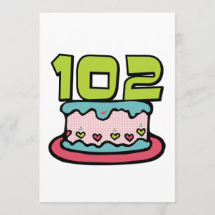 Cartão Bolo de aniversário de 102 anos