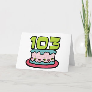 Cartão Bolo de aniversário de 103 anos