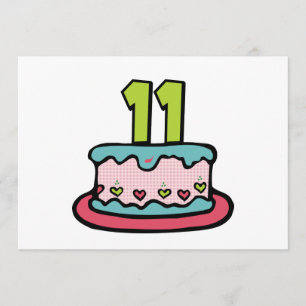 Cartão Bolo de aniversário de 11 anos
