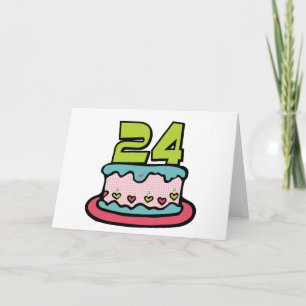 Cartão Bolo de aniversário de 24 anos