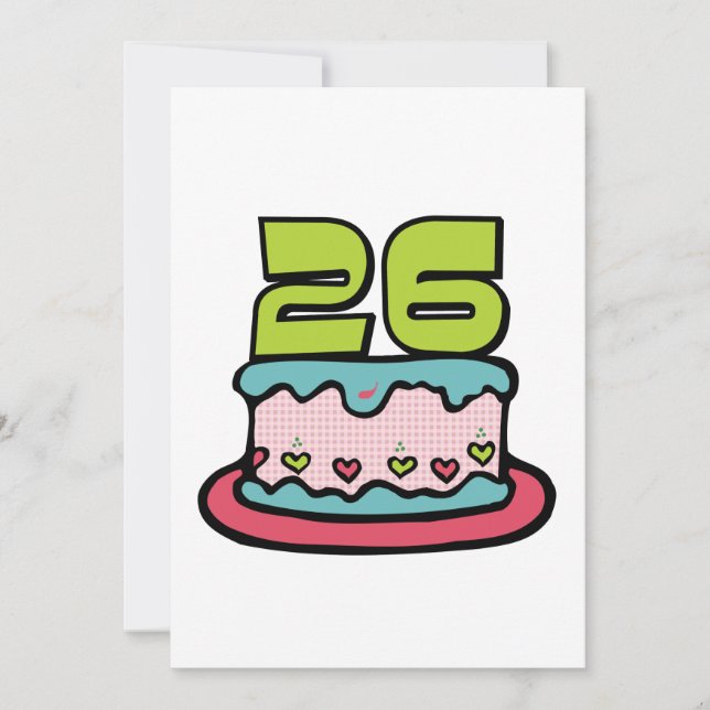 Cartão Bolo de aniversário de 26 anos (Frente)