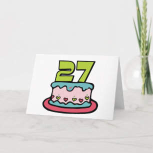 Cartão Bolo de Aniversário de 27 Anos