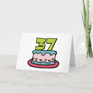Cartão Bolo de aniversário de 37 anos