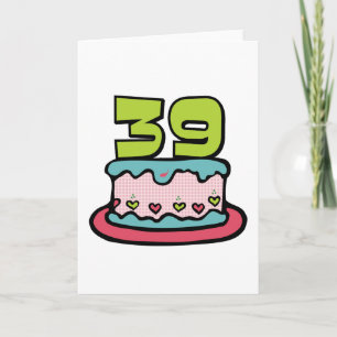 Cartão Bolo de aniversário de 39 anos