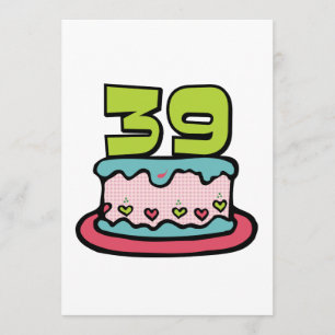 Cartão Bolo de aniversário de 39 anos