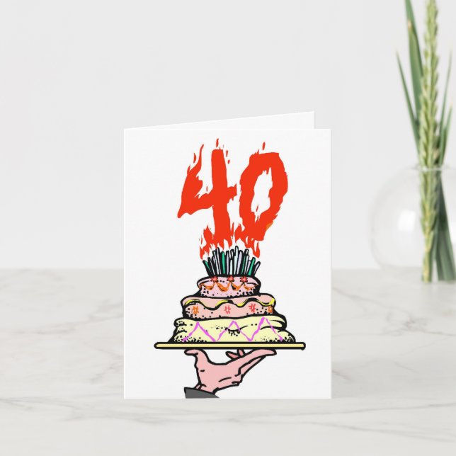 Cartão Bolo de aniversário de 40 anos personalizado (Frente)