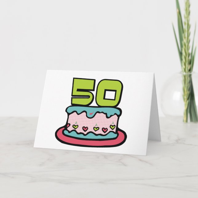 Cartão Bolo de aniversário de 50 anos (Frente)