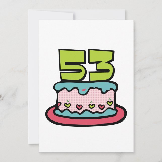 Cartão Bolo de aniversário de 53 anos (Frente)