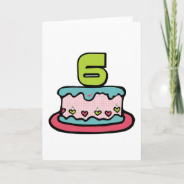 Cartão Bolo de Aniversário de 6 Anos