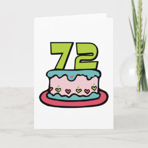 Cartão Bolo de aniversário de 72 anos