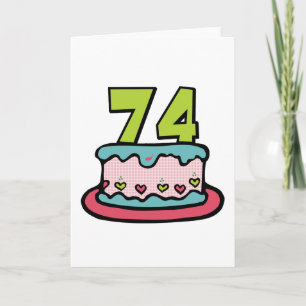 Cartão Bolo de aniversário de 74 anos