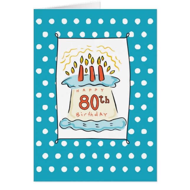 Cartão Bolo de aniversário de 80 (Frente)