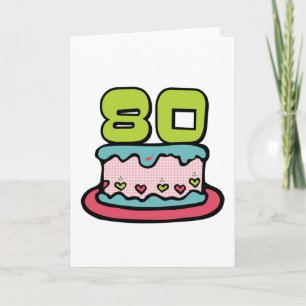 Cartão Bolo De Aniversário De 80 Anos