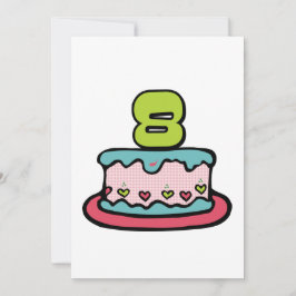 Cartão Bolo de Aniversário de 8 Anos