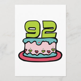 Cartão Bolo de aniversário de 92 anos