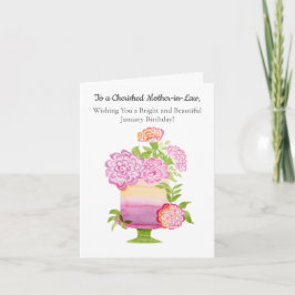 Cartão Bolo de Aniversário de Carnations para Sogra de Ja