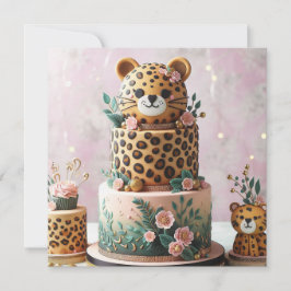 CARTÃO BOLO DE ANIVERSÁRIO DE CRIANÇA LEOPARD