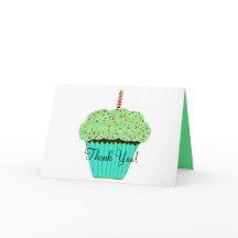 Bolo de Aniversário de Cupcake Verde Obrigado
