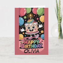 Bolo de Aniversário de Desenho Animado Fofo com Ba