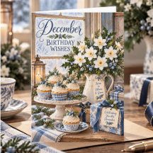 Bolo de Aniversário de Dezembro Floral de Inverno