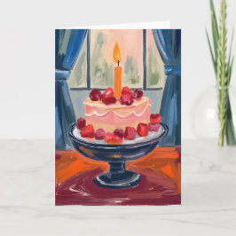 Cartão Bolo de Aniversário de Morango