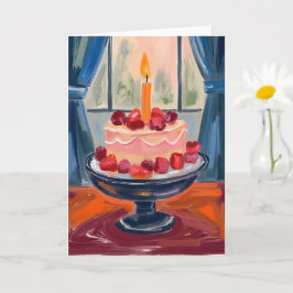 Cartão Bolo de Aniversário de Morango