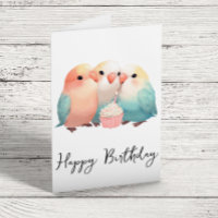 Bolo de Aniversário de Pássaros Amorinhos Fofos