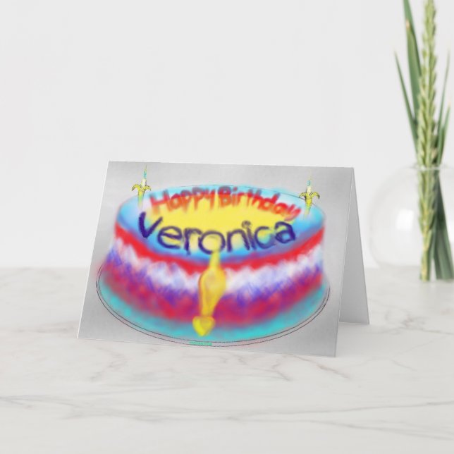 Cartão Bolo de aniversário de Veronica (Frente)