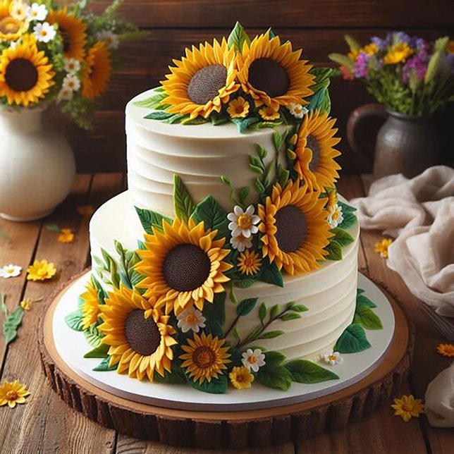 CARTÃO BOLO DE ANIVERSÁRIO DECORADO FESTIVE SUNFLOWER (Criador carregado)