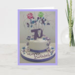 Cartão bolo de aniversário do 70<br><div class="desc">Faça cartões feitos sob encomenda para cada ocasião! Personalize seus cartões, cartões com fotos e cartão dobrados e lisos, e envie cumprimentos e convites um--um-amáveis todos ao longo do ano. Transfira arquivos pela rede seus próprios imagens e texto, escolha-os dos milhares de design de cartão no mercado, ou criar-los seu...</div>