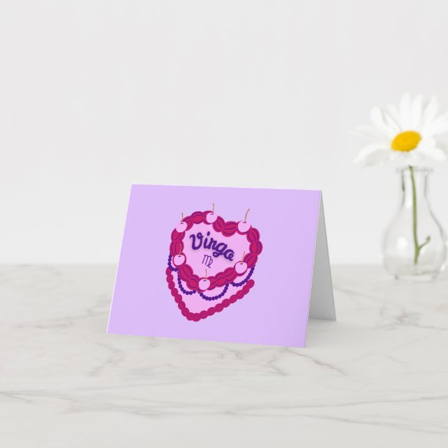 Cartão Bolo de Aniversário do Virgo Zodiac Pastel (Planta pequena)