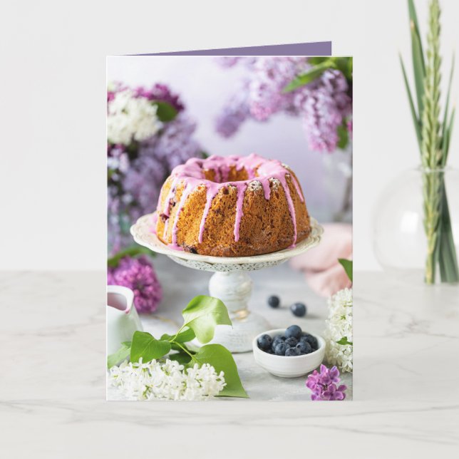 Cartão Bolo de aniversário elegante (Frente)