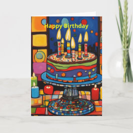 Cartão Bolo de aniversário em suporte