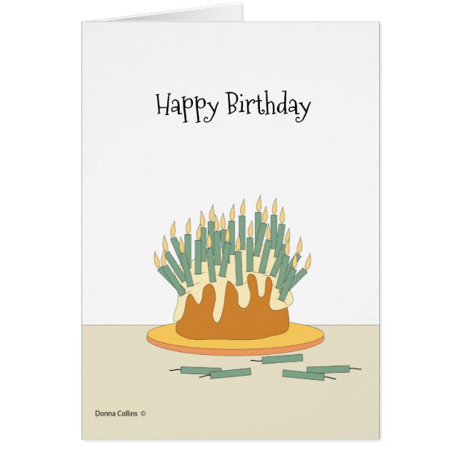 Cartão Bolo de aniversário feliz com velas (Frente)