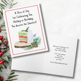 Cartão Bolo de Aniversário Feliz Natal em Aquarela