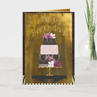 Cartão Bolo de Aniversário Personalizado de 3 Camadas Ele