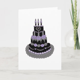 Cartão Bolo de aniversário roxo gótico