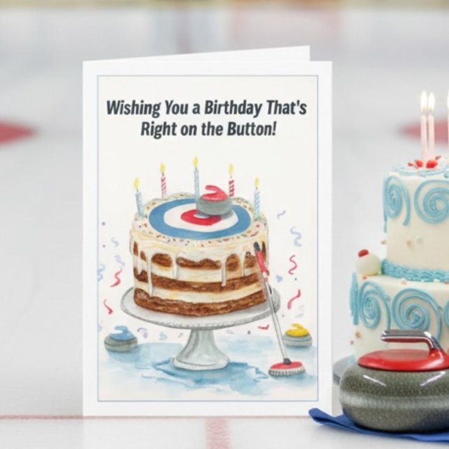 Cartão Bolo de Aniversário Temático de Curling (Criador carregado)