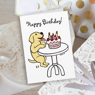 Cartão Bolo de Cartoon Amarelo de Bolo de Aniversário