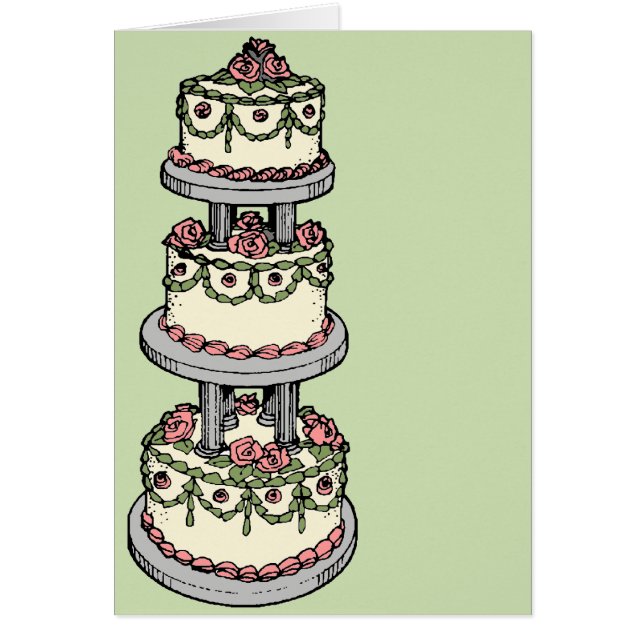 Cartão Bolo de casamento - cor customizável! (Frente)
