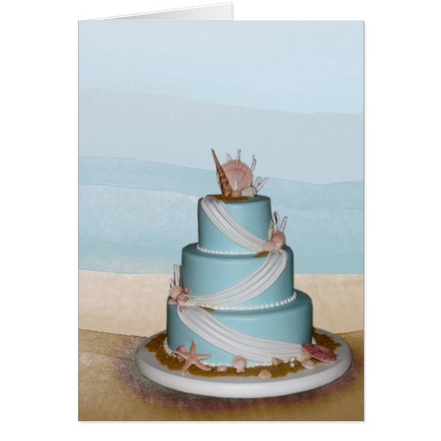 Cartão Bolo de casamento elegante de Shell do mar (Frente)